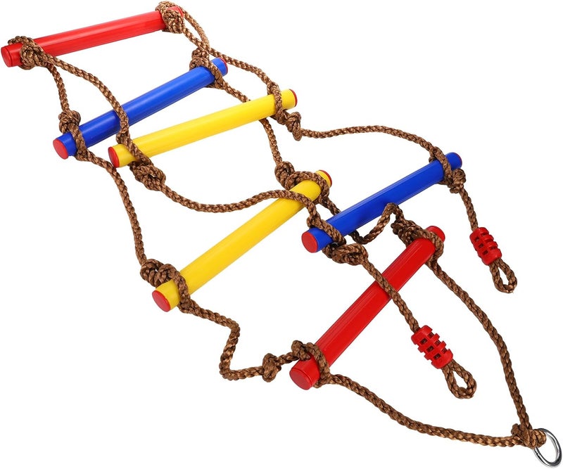 ZENFUN 6.5 Ft Climbing Rope Ladder, Climbing Ladder Hanging Slackline Ladder for Indoor Play Set and Outdoor Tree House, Playground Obstacles Swing Ropeladder - Image 3